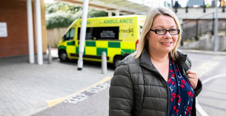 woman leaving hospital leaving hospital