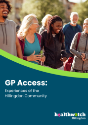 A report front page with a picture of a group of adults talking and smiling